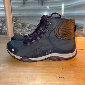 Oboz Sapphire Mid Hiking Boots Womens 11 Blue Leather Lightweight Waterproof